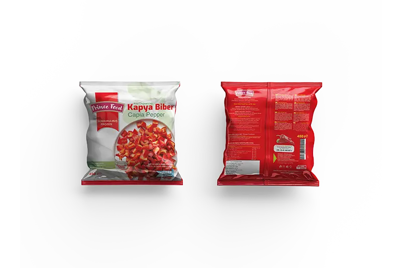 Gefrorene rote Paprikawürfel